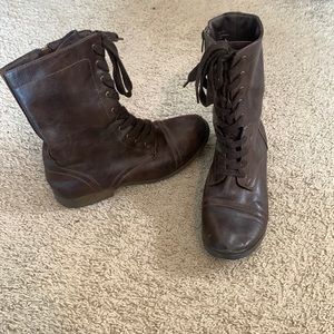 Leather lace up boots
